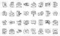 Sms marketing icons set, outline style