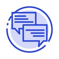 Sms, Message, Popup, Bubble, Chat Blue Dotted Line Line Icon