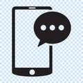 SMS message in smartphone icon. SMS message icon in flat style isolated on white background. Sms symbol in phone.