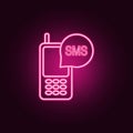 SMS in the phone icon. Elements of Media in neon style icons. Simple icon for websites, web design, mobile app, info graphics Royalty Free Stock Photo