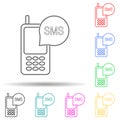 SMS in the phone multi color style icon. Simple thin line, outline vector of media icons for ui and ux, website or mobile Royalty Free Stock Photo