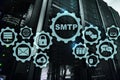 Smtp - server mail transfer protocol. TCP IP protocol sending and receiving e-mail. Simple Mail Transfer Protocol Royalty Free Stock Photo