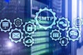 Smtp - server mail transfer protocol. TCP IP protocol sending and receiving e-mail. Simple Mail Transfer Protocol Royalty Free Stock Photo
