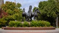 `SMU Mustangs`, a bronze sculpture by artist Miley Frost ont he campus of Southern Methodist University in Dallas, Texas Royalty Free Stock Photo