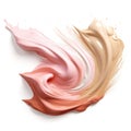 Smudge paint blot splash , isolated on white background, blush pink, salmon and white