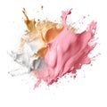 Smudge paint blot splash , isolated on white background, blush pink, salmon and white