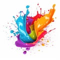 Smudge paint blot splash , isolated on white background, spectrum rainbow