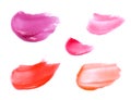 Smudged lipgloss samples isolated on white