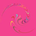 Smudged, smeared creamy single mottled, multi-color and colorful spiral, swirl, twirl element. Twisted cyclic, circular and radial