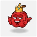 Smug expression with Apple Fruit Crown Mascot Character Cartoon