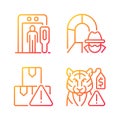 Smugglers activities prevention gradient linear vector icons set