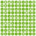 100 smuggling goods icons hexagon green