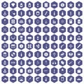 100 smuggling goods icons hexagon purple Royalty Free Stock Photo