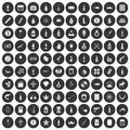 100 smuggling goods icons set black circle