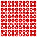 100 smuggling goods icons set red