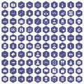 100 smuggling icons hexagon purple Royalty Free Stock Photo