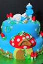 Smurfs cake figurines details Royalty Free Stock Photo