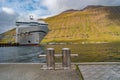 Smyril Line cruise ship and cargo ferry boat just arrived to Iceland, Seydisfjordur, Iceland, summer