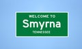 Smyrna, Tennessee city limit sign. Town sign from the USA.