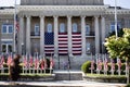 Smyth County Courthouse decorated for Memorial Day in Marion, Virginia.