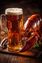 snack seafood crayfish claw glass crab food red beer crawfish background. Generative AI. Royalty Free Stock Photo