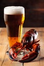 crayfish crab tasty food crawfish beer glass seafood red snack background. Generative AI. Royalty Free Stock Photo