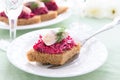 Snack from beetroot and herring Royalty Free Stock Photo
