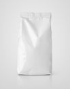 Snack blank white paper bag package on gray