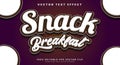 Snack Breakfast editable text effect template Royalty Free Stock Photo
