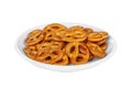 Snack, bretzel in front of alcohol isolated white