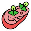 Snack bruschetta icon vector flat