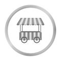 Snack cart icon in monochrome style isolated on white background. Circus symbol stock vector illustration.