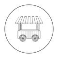 Snack cart icon in outline style isolated on white background. Circus symbol stock vector illustration.