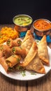 Snack combo Veg Samosa with Jalebi, a flavorful indulgence.