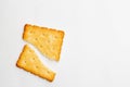Snack concept, Clipping of salty crackers or biscuits isolated over white background Royalty Free Stock Photo