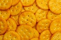 Snack concept, Stacking of salty crackers or crunchy biscuits as a background