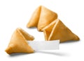 Broken Fortune Cookie with Blank Piece of Paper Royalty Free Stock Photo