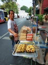 Snack and fried chicken stall at a market in Asia Royalty Free Stock Photo