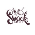 Snack Menu, Vector Image of Hand Drawn Appetizers and Lettering