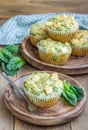 Snack muffins with spinach and feta cheese