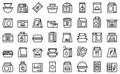 Snack pack icons set outline vector. Candy bag Royalty Free Stock Photo