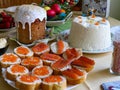 Snack Plate. Holiday Table. Salmon and Red Caviar Canapes. Royalty Free Stock Photo