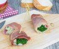 Jamon rolls with broccoli