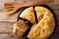 Snack rustic tourtiere pie with pork, mashed potatoes and spices Royalty Free Stock Photo