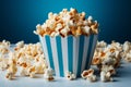 Snack sensation Blue popcorn box against a clean white background