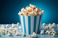 Snack sensation Blue popcorn box against a clean white background