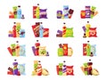 Snack set, fast food and drinks products. Beverage bottles, sandwich in pack, soda and juice for vending machine. Food Royalty Free Stock Photo