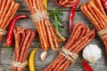Snack stick sausages Royalty Free Stock Photo