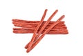Snack sticks of Chorizo, a version of the traditional dried spicy pork sausage from Spain. Royalty Free Stock Photo