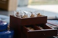 Snack such as cookies ,Thai deserts in drawer box on table